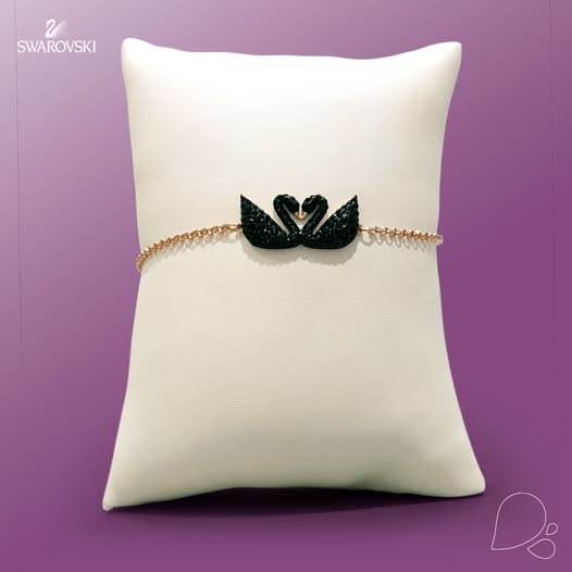 SWAROVSKI Pulsera Iconic Swan Oro Rosa Y Negro + Regalo